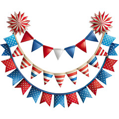 Obraz premium Independence Day garland, isolated on transparent background.