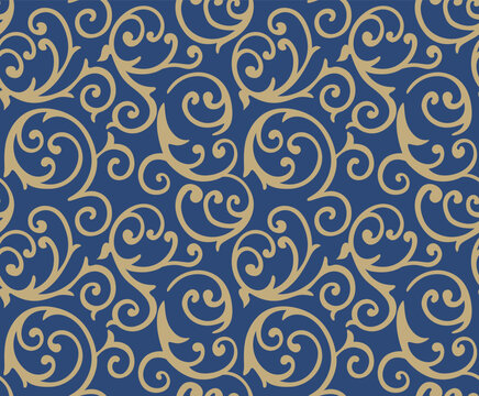 Japanese Curl Art Vine Vector Seamless Pattern