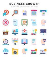 Simple Set of Business Growth Related Vector Flat Icons.