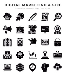 Digital Marketing & SEO icons set. Vector illustration.