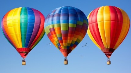 Naklejka premium Group of colorful hot air balloons taking flight 