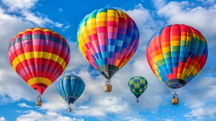 Fototapeta premium Group of colorful hot air balloons taking flight 
