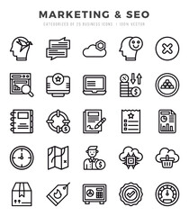 Marketing & SEO Lineal icons collection. Lineal icons pack. Vector illustration