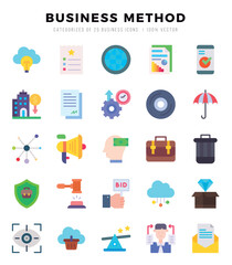 Business Method icons set. Collection of simple Flat web icons.