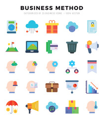 Business Method elements. Flat web icon set. Simple vector illustration.