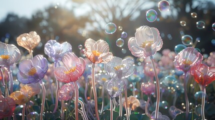 Transparent bubble balloon flower poster PPT background