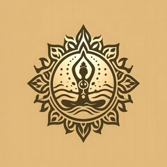 Obraz premium AI Generate of Luxury Yoga Meditation Logo Concept Stock Vector with White Golden Background