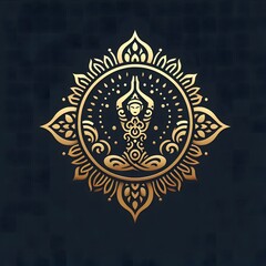 Fototapeta premium AI Generate of Luxury Yoga Meditation Logo Concept Stock Vector with Dark Black Background