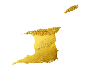Trinidad and Tobago Map Golden metal Color Height map 3d illustration
