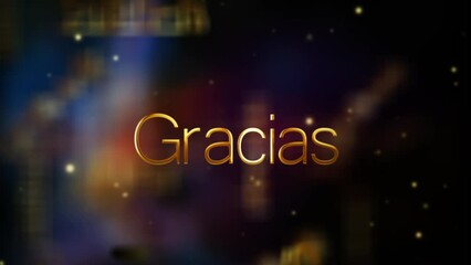 Thank you many International languages word Thank you golden glitch text cinematic animation abstract on black background