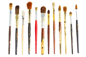Fototapeta premium a set of paintbrushes with various bristle types and sizes, perfect for artists, painters, or DIY home decorators