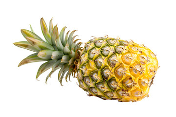 a ripe pineapple with its spiky crown intact, showcasing its golden exterior and juicy flesh, perfect for tropical-themed designs, fruit markets, or summer promotions