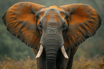 An elephant's face, showing his long ears, high quality, high resolution