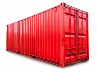 Vibrant Scarlet Freight Shipping Container Standing Out on White Background - AR 4:3