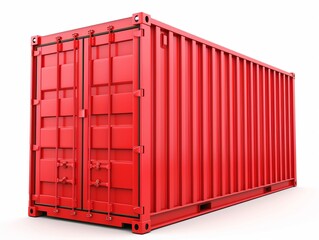 Vibrant Red Cargo Container: Standing Out in a White Background