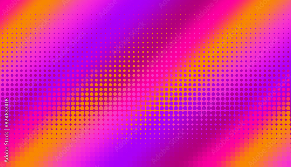 Poster Magenta gradient halftone dots background. Vector illustration. Abstract pop art style dots on abstract blur background