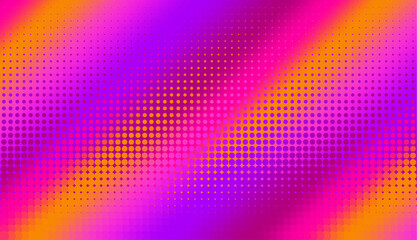 Magenta gradient halftone dots background. Vector illustration. Abstract pop art style dots on abstract blur background