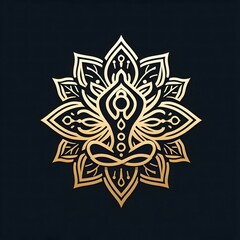 AI Generate of Luxury Yoga Meditation Logo Concept Stock Vector with Dark Black Background