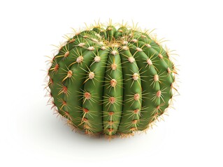 A beautiful of a cactus isolated on a white background. The cactus is green and has sharp spikes.