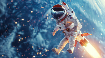 Fototapeta premium 3D Rendered Image of Astronaut in Space