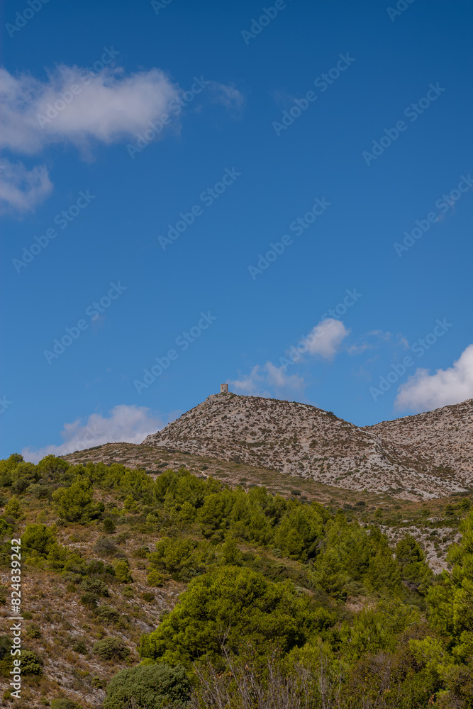 Wall mural landscape with blue sky and clouds