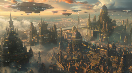 Alien Invasion in a Historical Setting: An ancient city, such as Rome or Egypt, being invaded by alien ships, blending historical architecture with futuristic technology