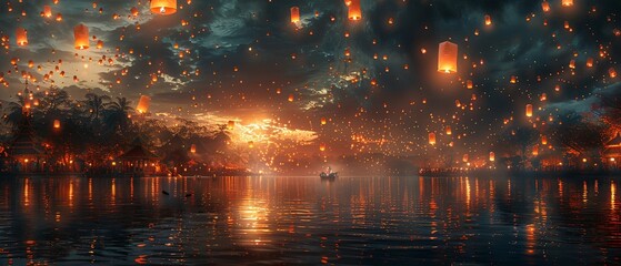 In Thailand, the floating lantern festival illuminates the night sky with thousands of lanterns. Each lantern represents a wish for the future as people gather along the riverside.