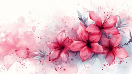 Delicate watercolor painting of pink azalea flowers.