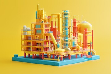 3d illustration of industrial building on  the background