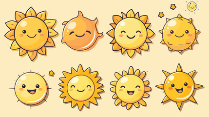 Cute hand drawn sun character vector collection Carto