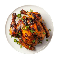 fast food grilled barbecue chicken isolated on transparent background