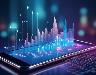 Smartphone devices data analysis, internet, digital technology, business intelligence, concept map