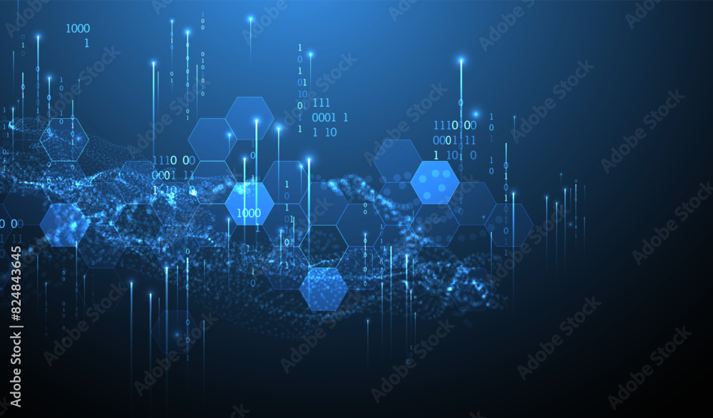 Aufkleber Big Data. Abstract digital futuristic vector illustration on technology background. Data mining and management concept. Hand drawn art.