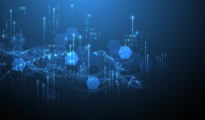 Big Data. Abstract digital futuristic vector illustration on technology background. Data mining and management concept. Hand drawn art.