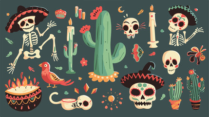 Day of Dead Dia designs los muertos flat vector illustration