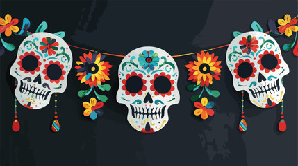 Day of dead paper decoration. Mexican holiday dia designs