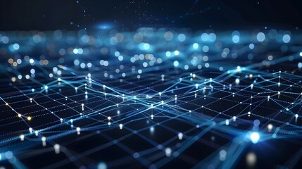 Fototapeta premium Illuminated Cybernetic Grid Dynamic Data Visualization in Futuristic Digital Realm