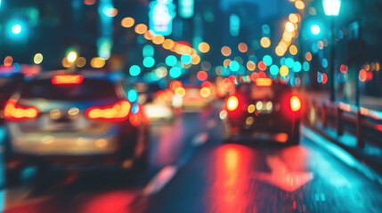 Blurred Lights of Cars on Night Street