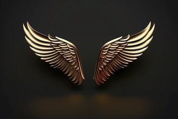 Fototapeta premium Golden wings on black background 