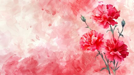 Red watercolor carnations.