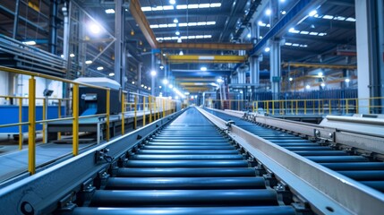 production lines, conveyor close up