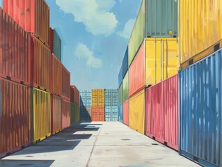 Fototapeta premium Exploring the World of Cargo Containers: A Look at AR 4:3 Technology
