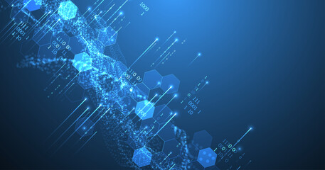 Big Data. Abstract digital futuristic vector illustration on technology background. Data mining and management concept. Hand drawn art.