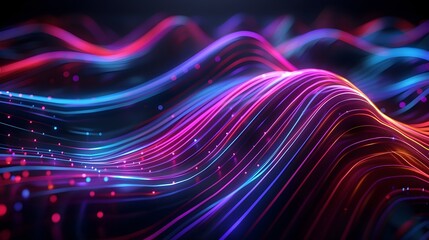 Mesmerizing Neon Data Waves Captivating Abstract Backdrop of Vibrant Flowing Luminescence
