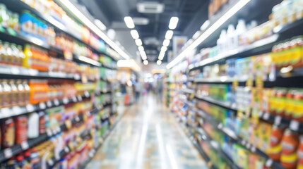 Blurry Supermarket and Store Interior in Mall