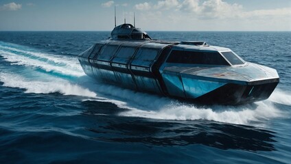 Fototapeta premium futuristic hovercraft speeding