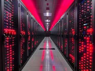 Obraz premium Advanced Server Infrastructure A HighTech Haven of Data and Connectivity