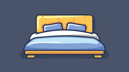 Double bed icon. Bedroom symbol. Hotel sign Cartoon vector