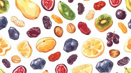 Dried fruits pattern. Seamless texture of different designs