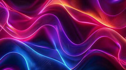 Obraz premium Mesmerizing Neon Wave Patterns in Vibrant Hues Amidst a Captivating Dark Backdrop Showcasing a Modern and Dynamic Visual Experience
